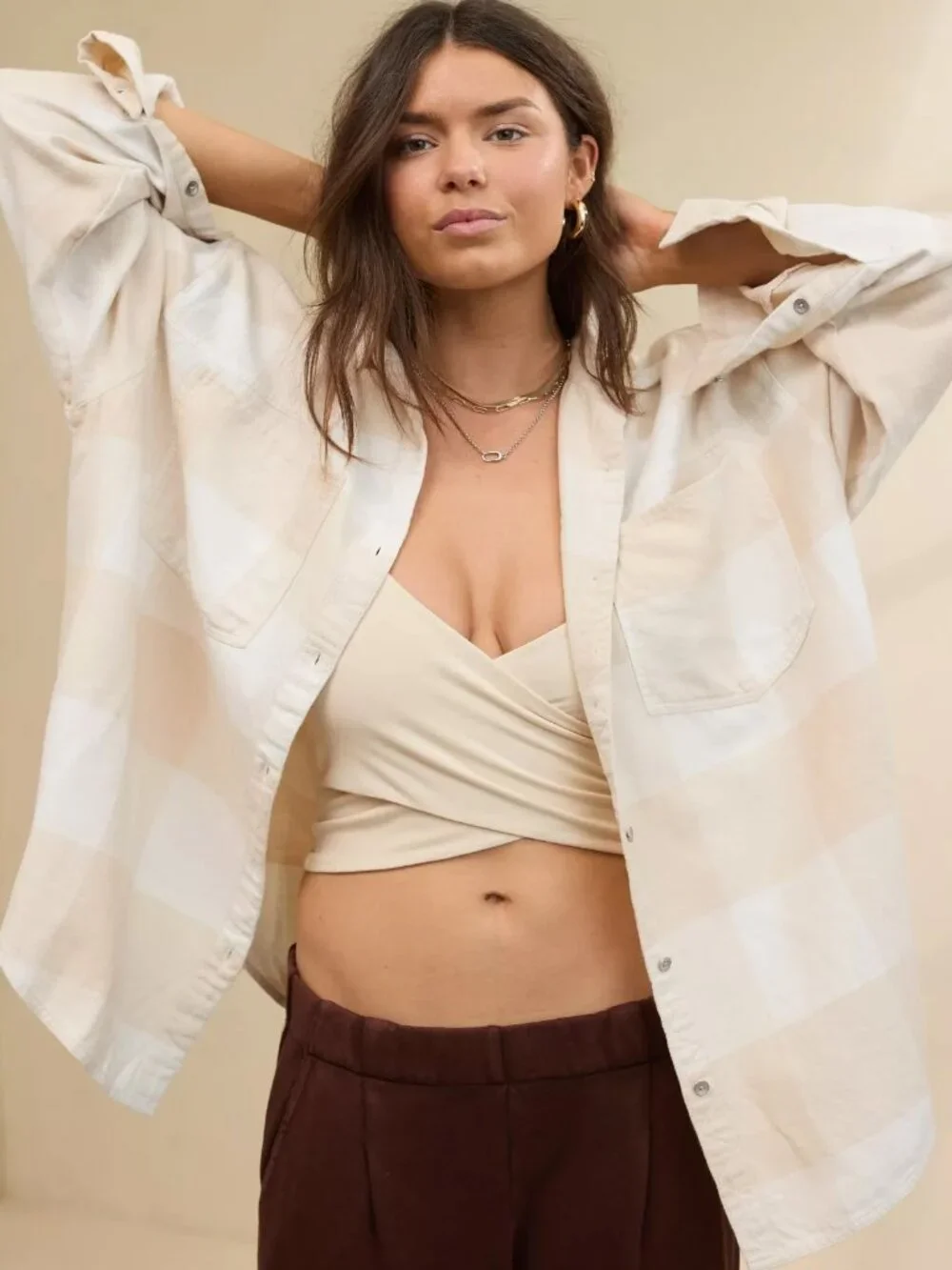 NWT AERIE Anytime Fave Flannel Button Down Shirt Size Large - Picture 3 of 5